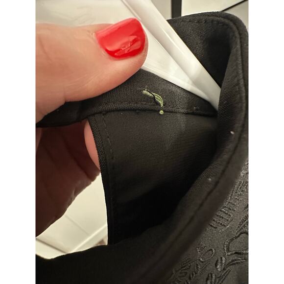 Nicole Miller Artelier Floral Embroidered Black Mock Neck Keyhole Dress Sz Small - Picture 9 of 13